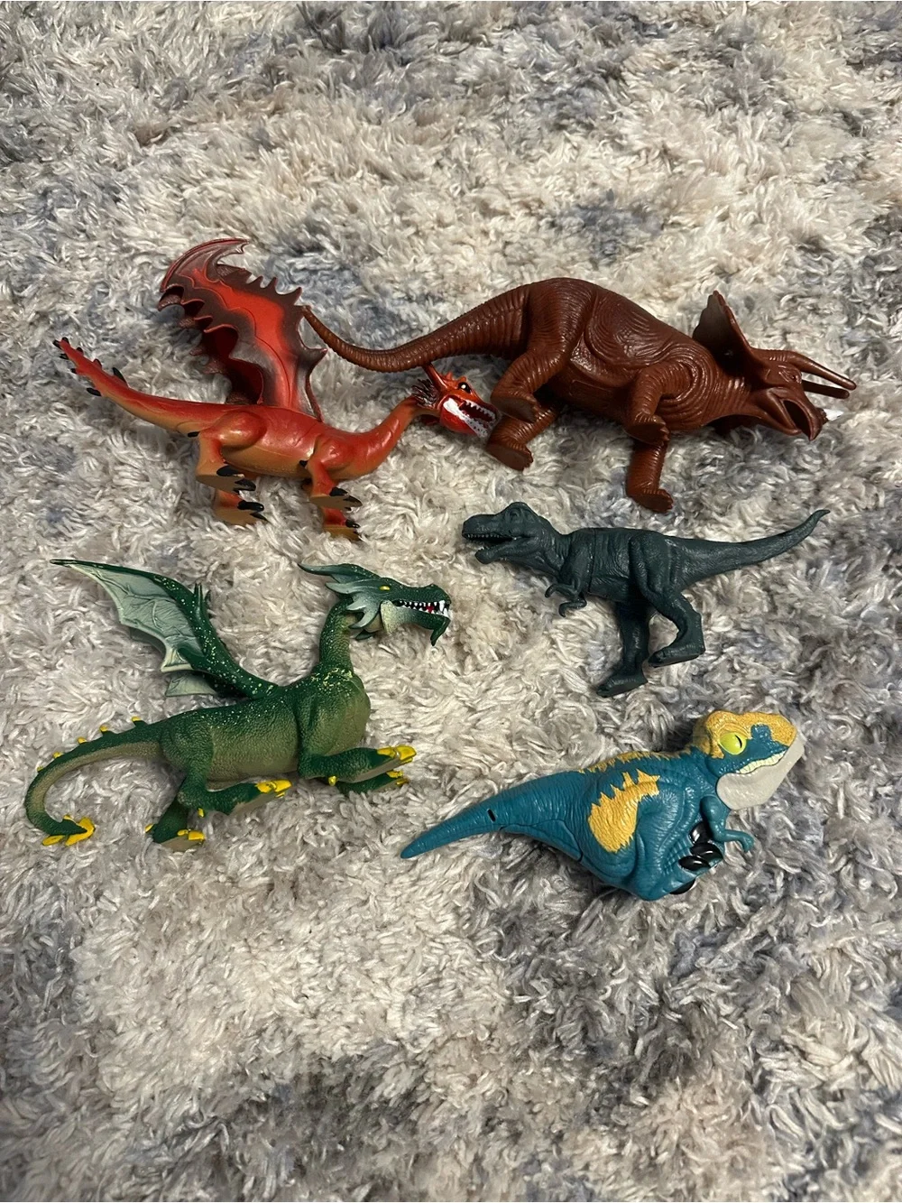 Lot of 5 Dragon & Dinosaur Figures Toys Fantasy Creatures Playset